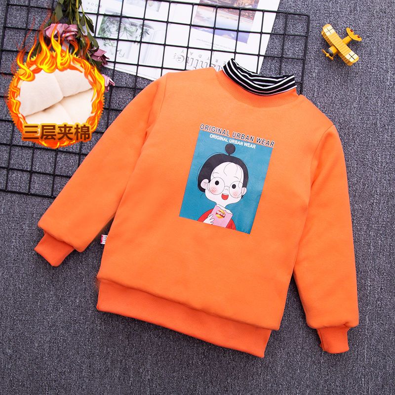 106098-儿童棉袄加绒加厚男童女童冬季夹棉内胆棉服中大童套头保暖卫衣潮-详情图