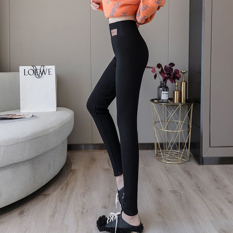 Extra thick extra thick lamb velvet warm cotton trousers women's winter plus velvet thick outer wear high waist pencil pants foreign style light leg artifact