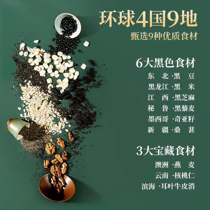 106094-老金磨方黑芝麻核桃黑豆粉黑芝麻黑豆黑米粉高蛋白即食代餐芝麻糊-详情图