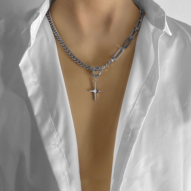 Minimalist Men's Spliced Chain Necklace Trendy Personalized Style_voghion.com