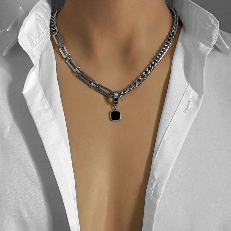 Minimalist Men's Spliced Chain Necklace Trendy Personalized Style_voghion.com