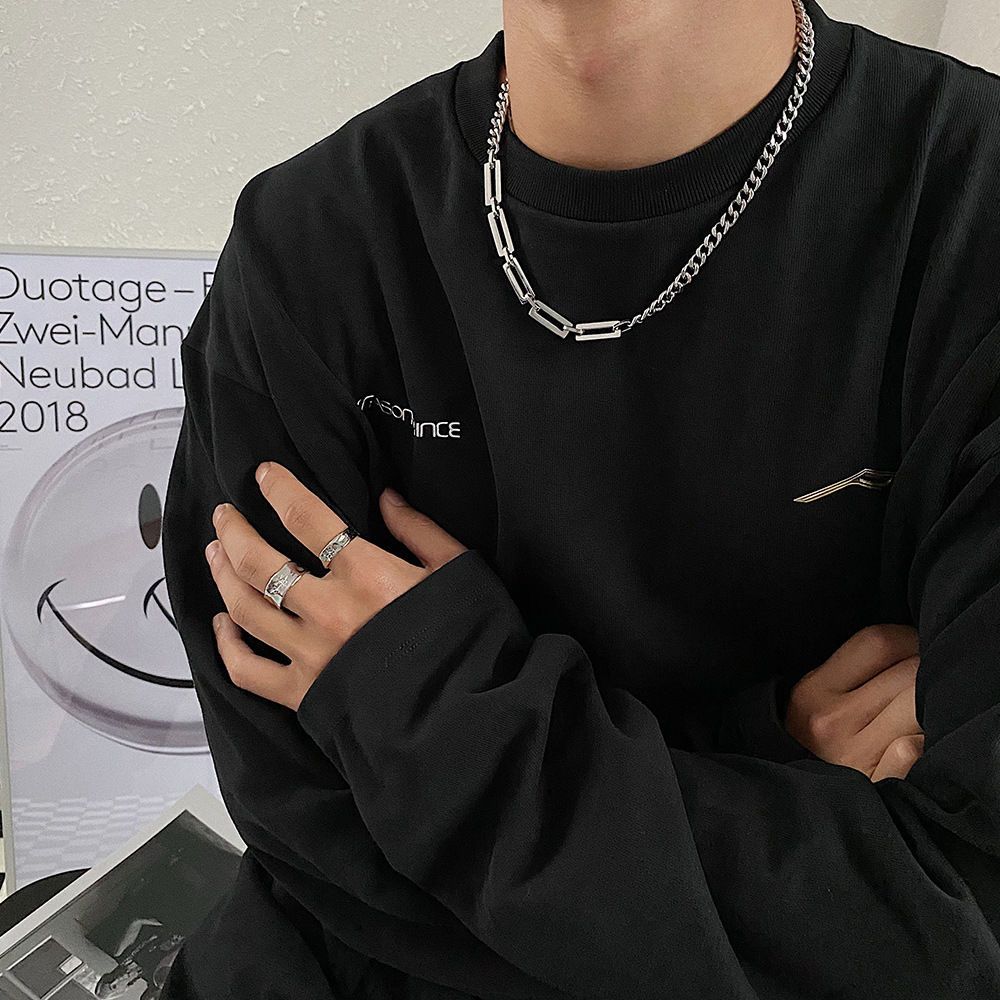 Minimalist Men's Spliced Chain Necklace Trendy Personalized Style_voghion.com