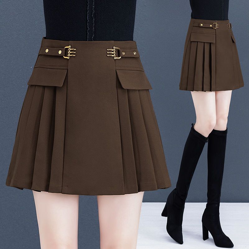 Pleated skirt women's spring and autumn 2023 new high-waist design sense niche versatile fashion slim a-line skirt