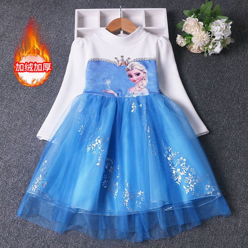 半高领冰雪奇缘爱莎公主裙圣诞节儿童服装女宝宝洋气裙子冬季裙子