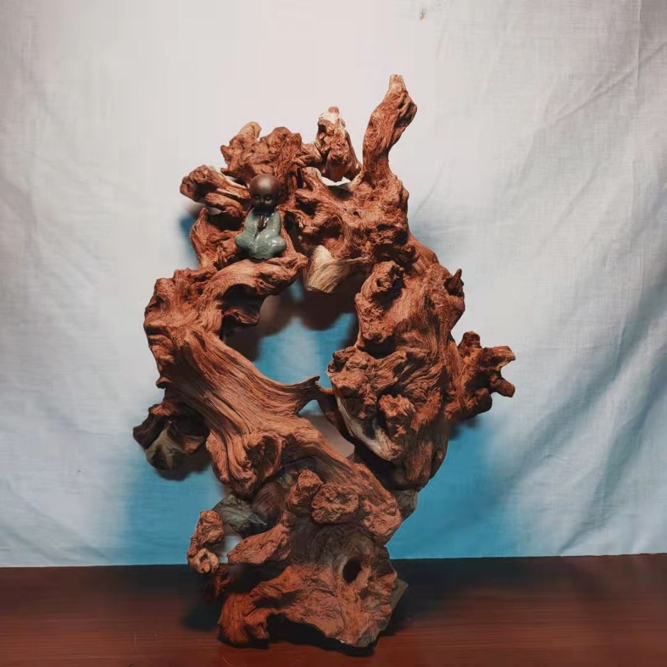 非金丝红木天然原风化枯木树根雕艺摆件中国风禅意玄关装饰