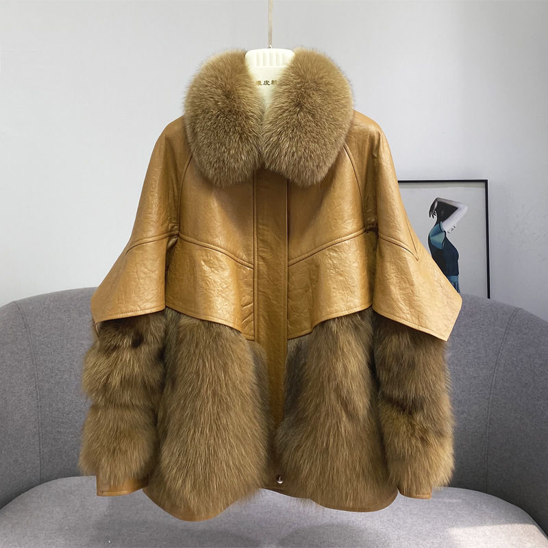 2021冬季新款仿皮草皮毛一体时尚显瘦加棉加厚仿狐狸毛女外套大衣
