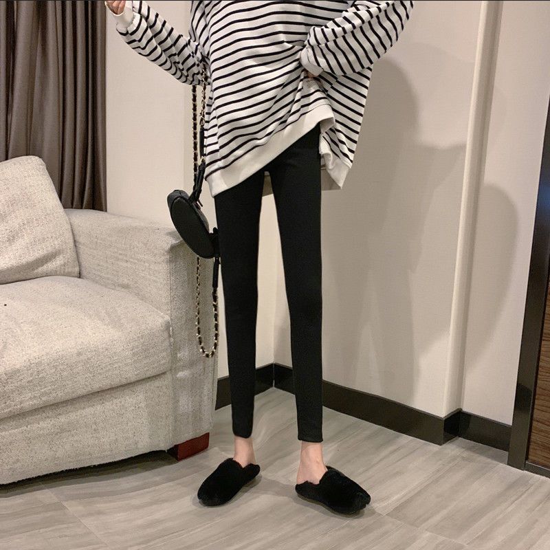 Gray leggings women's 2023 new outerwear autumn and winter elastic thin legs tight-fitting warm high-waisted pants