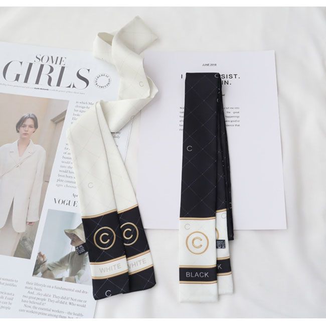  Sciarpa di seta a doppia faccia con fascia per capelli da donna, lunga e versatile, leggera, di lusso, per celebrità, sciarpa per pendolari OL_voghion.com