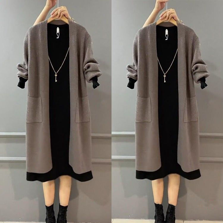 Spring suit 2023 new style fat sister looks thin Tibetan meat Korean version loose knit suit temperament versatile two-piece set