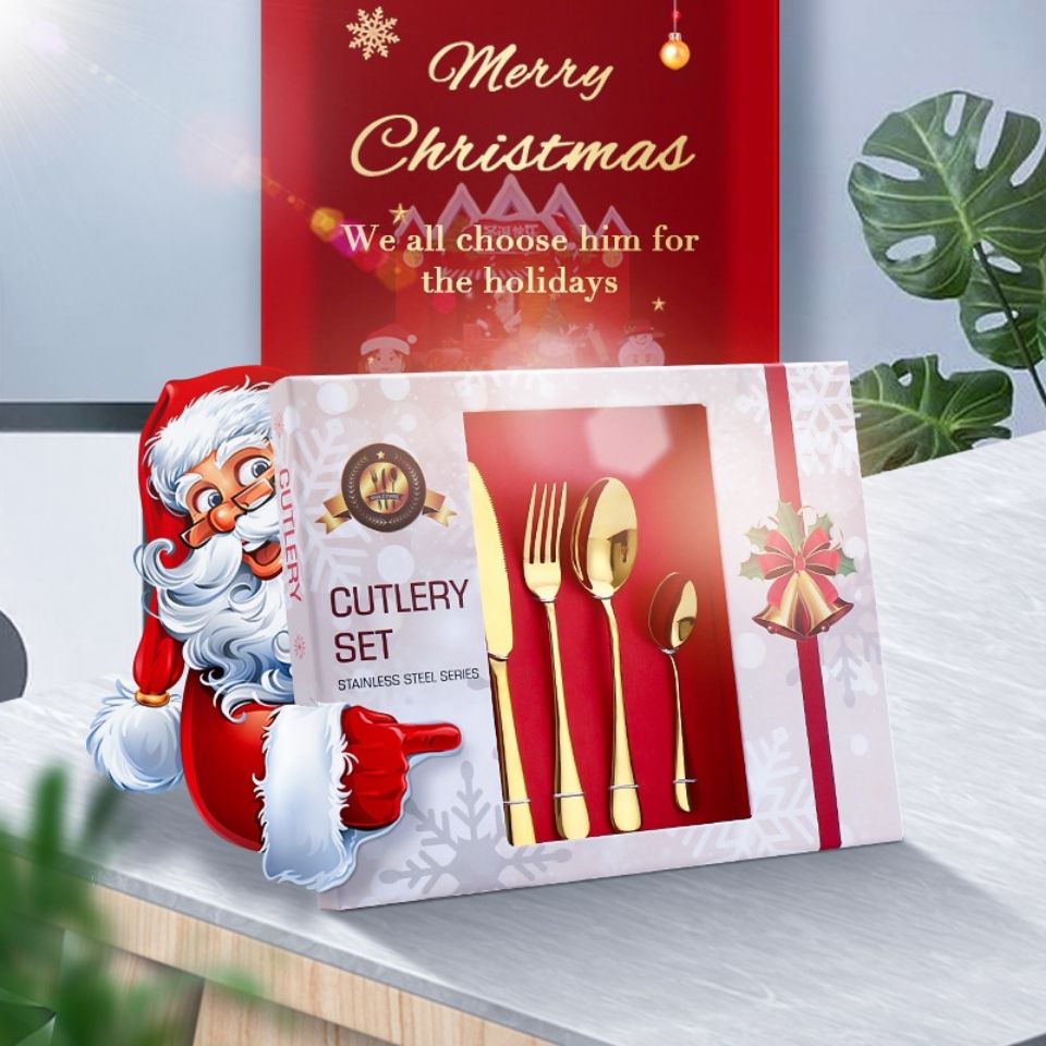 amazon christmas gift 24 pcs cutlery set 圣诞礼物餐具礼盒