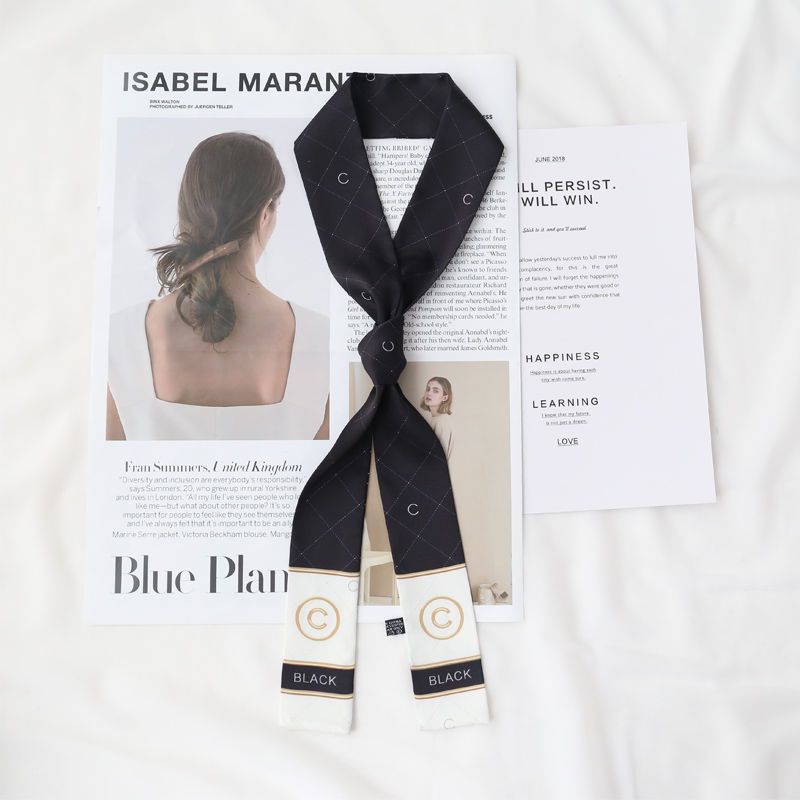  Sciarpa di seta a doppia faccia con fascia per capelli da donna, lunga e versatile, leggera, di lusso, per celebrità, sciarpa per pendolari OL_voghion.com