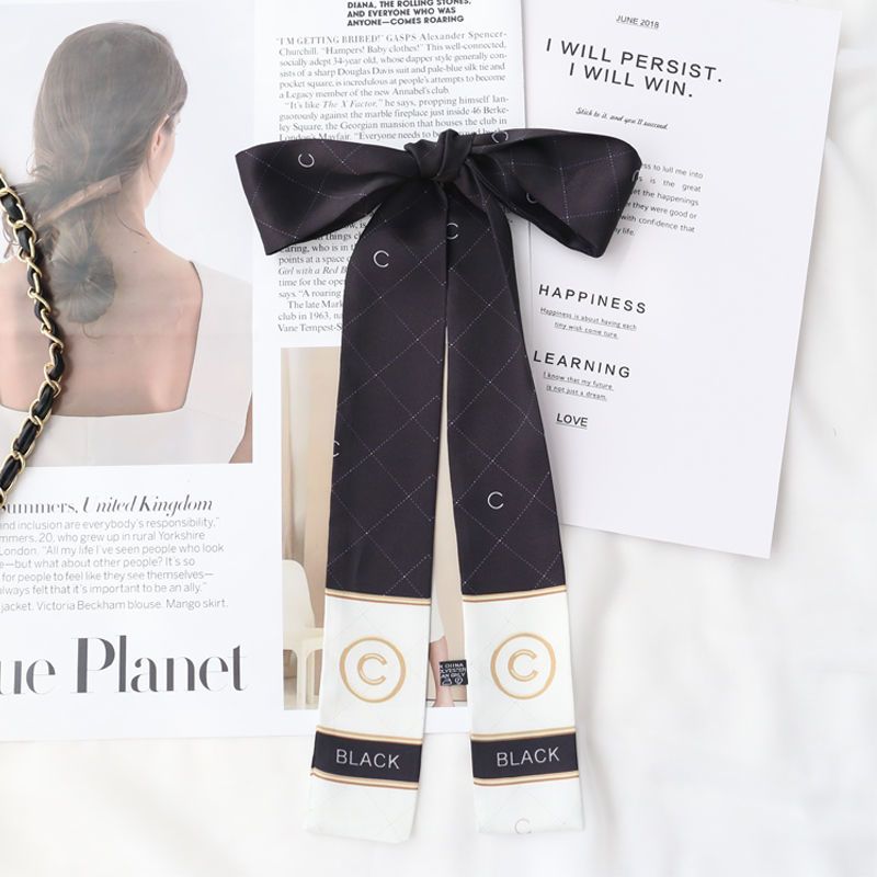  Sciarpa di seta a doppia faccia con fascia per capelli da donna, lunga e versatile, leggera, di lusso, per celebrità, sciarpa per pendolari OL_voghion.com