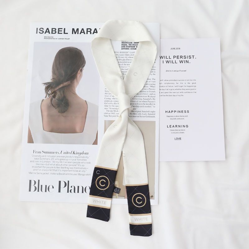  Sciarpa di seta a doppia faccia con fascia per capelli da donna, lunga e versatile, leggera, di lusso, per celebrità, sciarpa per pendolari OL_voghion.com