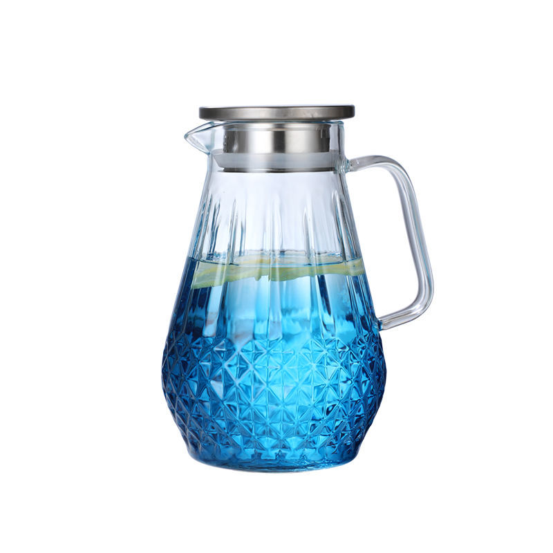 加厚玻璃冷水壶家用耐高温渐变玻璃水杯大容量防爆玻璃凉水壶套装