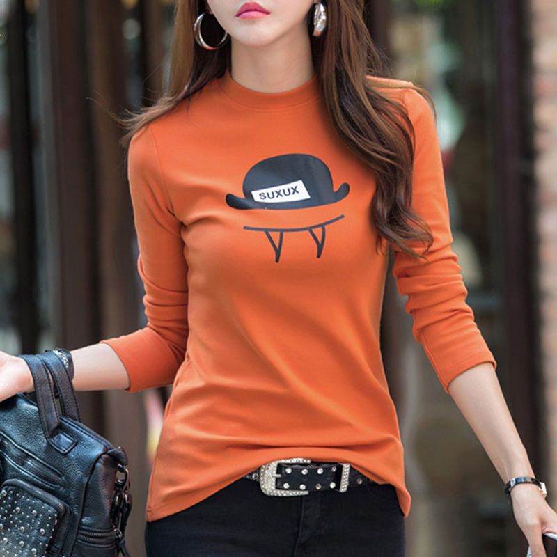 Brushed thickened half-high collar white bottoming shirt spring and autumn 2022 new solid color inner long-sleeved T-shirt top women