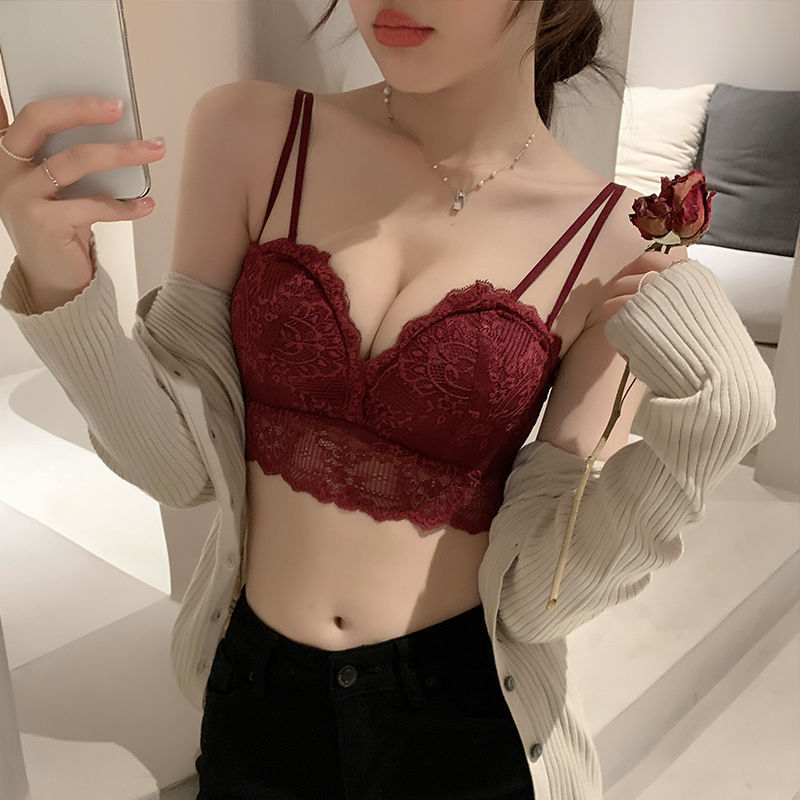 Season's new wedding zodiac year red underwear without steel ring small chest thickened anti-sagging bra set