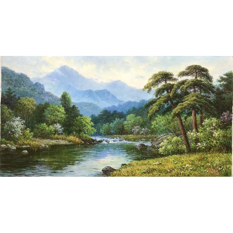 2006年朝鲜油画功勋画家手绘真迹收藏装饰写实风景