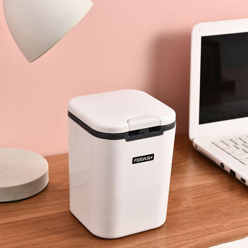 Push-type desktop trash can storage desk, hand-pressed mini desk, cute covered study bedside boutique type