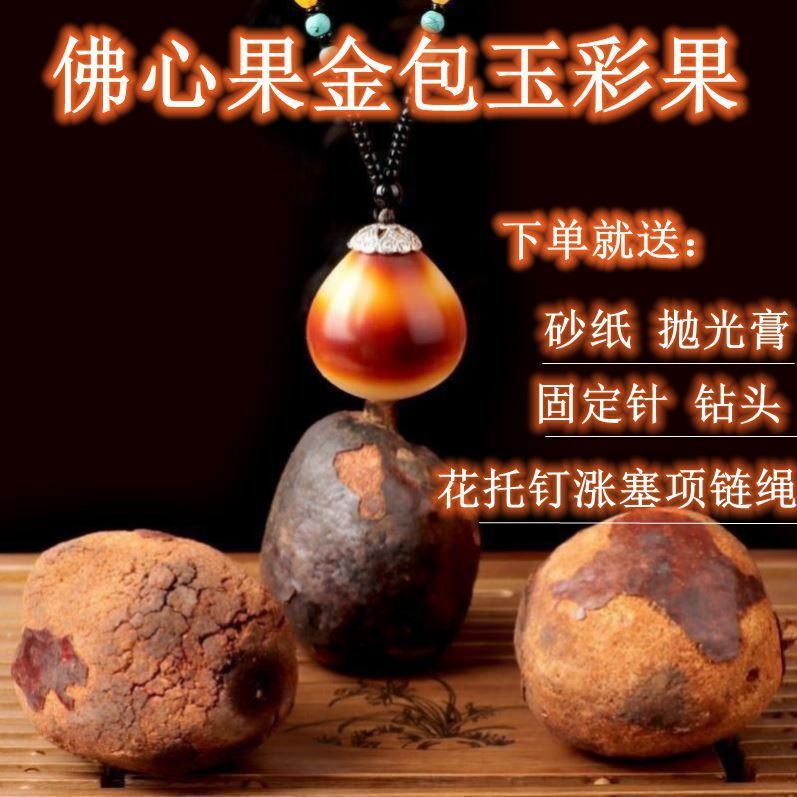 佛心果释迦菩提彩果红皮老料金包玉老油料菩提子原籽吊坠把件原料