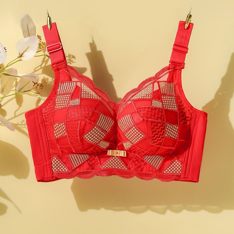 Red underwear women's new year's zodiac year lucky bra set wedding season must-have festive bra gather adjustment type