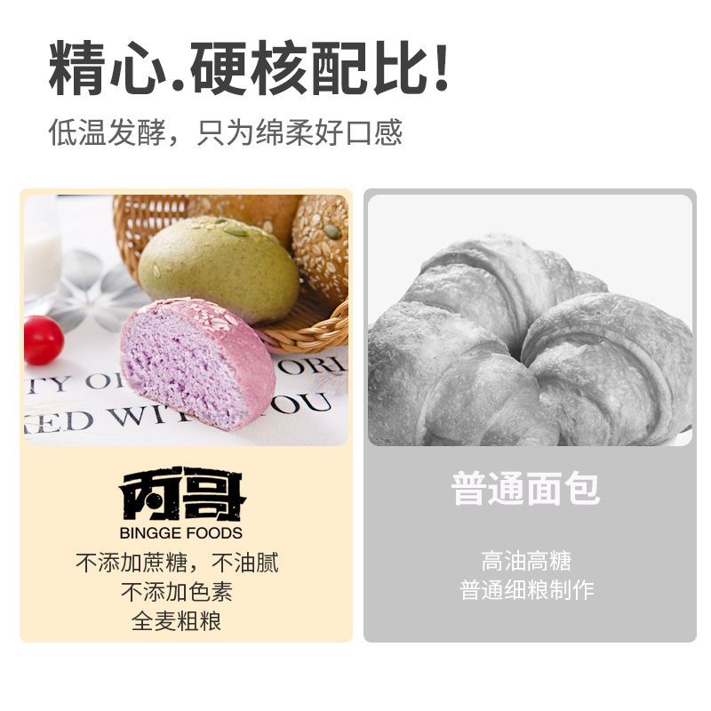 105890-丙哥全麦低脂不添加蔗糖色素欧包粗粮面包汉堡宿舍低办公室卡零食-详情图