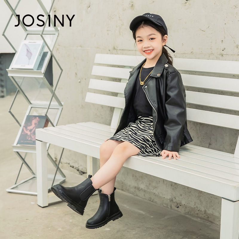 106146-卓诗尼女童烟筒靴2021新款秋冬切尔西短靴女英伦风加绒马丁靴真皮-详情图