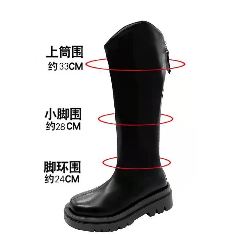 Boots, female cavalry boots, fat girls, large female boots, new British style Martin boots, autumn Korean version, high tube single boots