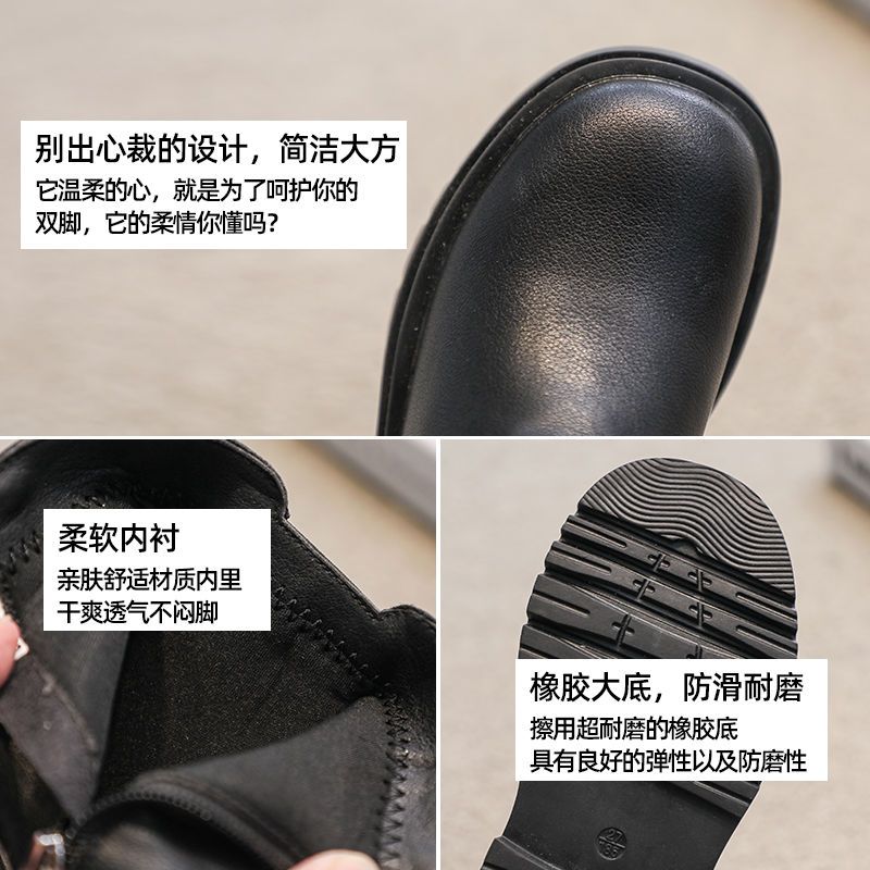 106146-卓诗尼女童烟筒靴2021新款秋冬切尔西短靴女英伦风加绒马丁靴真皮-详情图