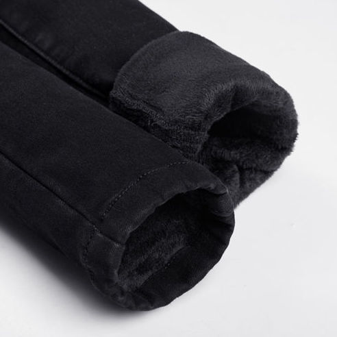 Plush fleece warm jeans women's high waist black thin all-match winter thickened outerwear cotton trousers pencil pants