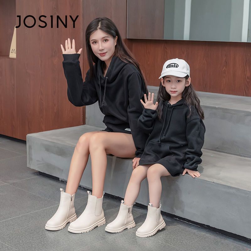106146-卓诗尼女童烟筒靴2021新款秋冬切尔西短靴女英伦风加绒马丁靴真皮-详情图