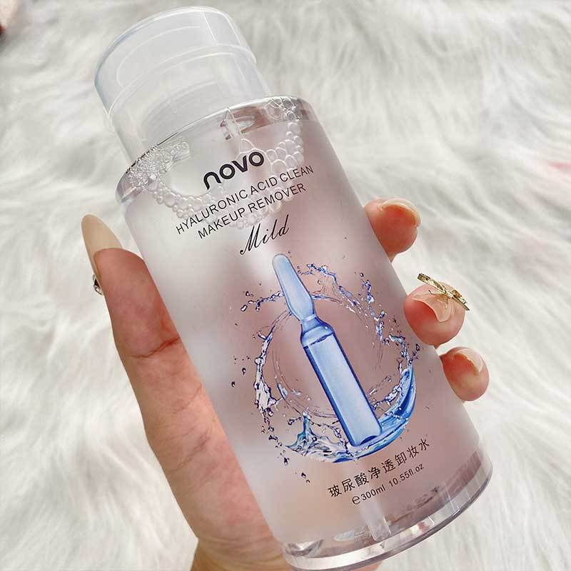 NOVO玻尿酸卸妝水無刺激深層清潔學生黨溫和眼唇卸妝液按壓大瓶裝