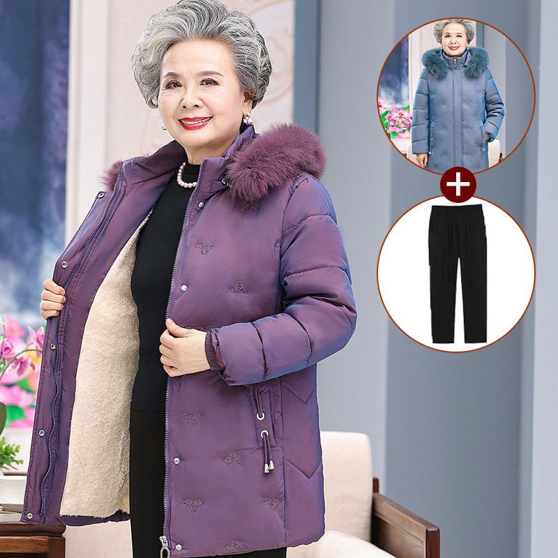 奶奶装冬装棉服女2021新款中老年人女妈妈装秋冬加厚棉衣款式中老