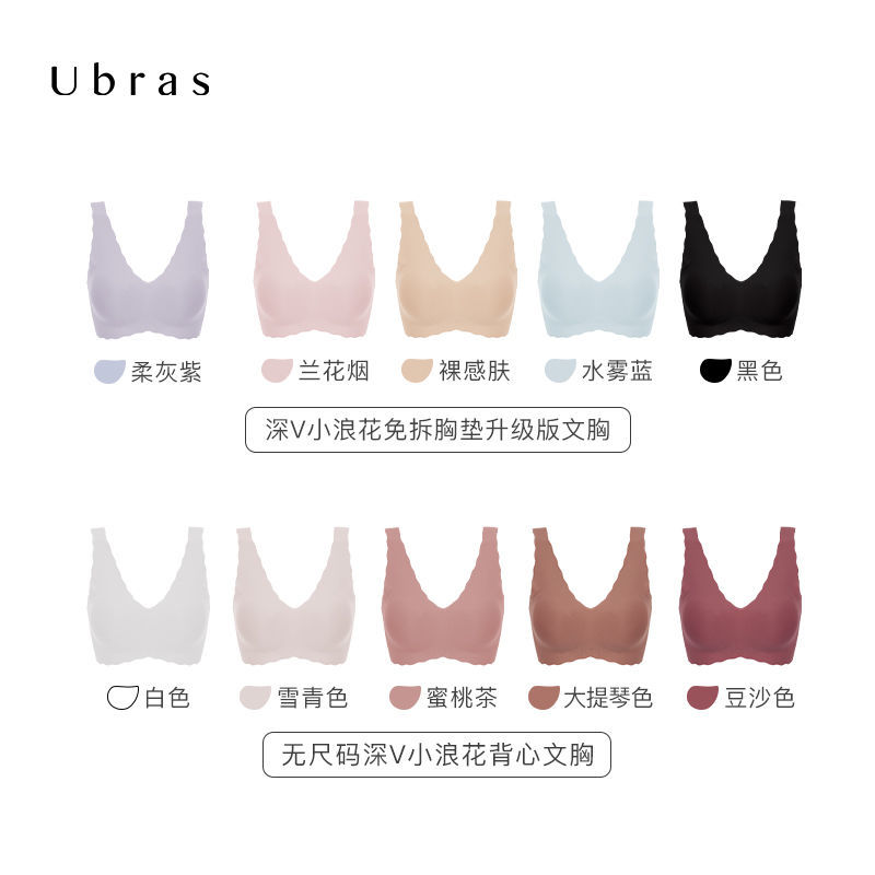 106097-欧阳娜娜同款Ubras无尺码深V小浪花背心文胸内衣女无钢圈无痕-QMM-详情图
