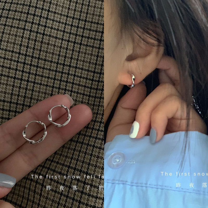 韓國東大門簡約耳圈女秋冬百搭睡覺不用摘耳扣小眾設計感耳環耳飾