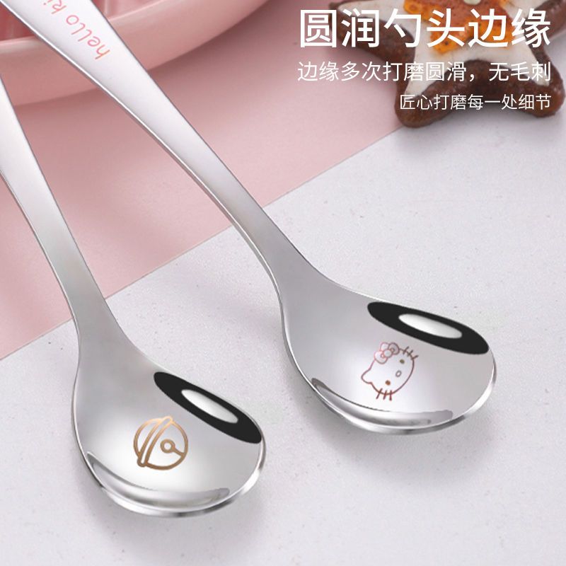 304 stainless steel cartoon spoon Korean cute wanghong small rice spoon creative dessert spoon children's auxiliary food small rice spoon