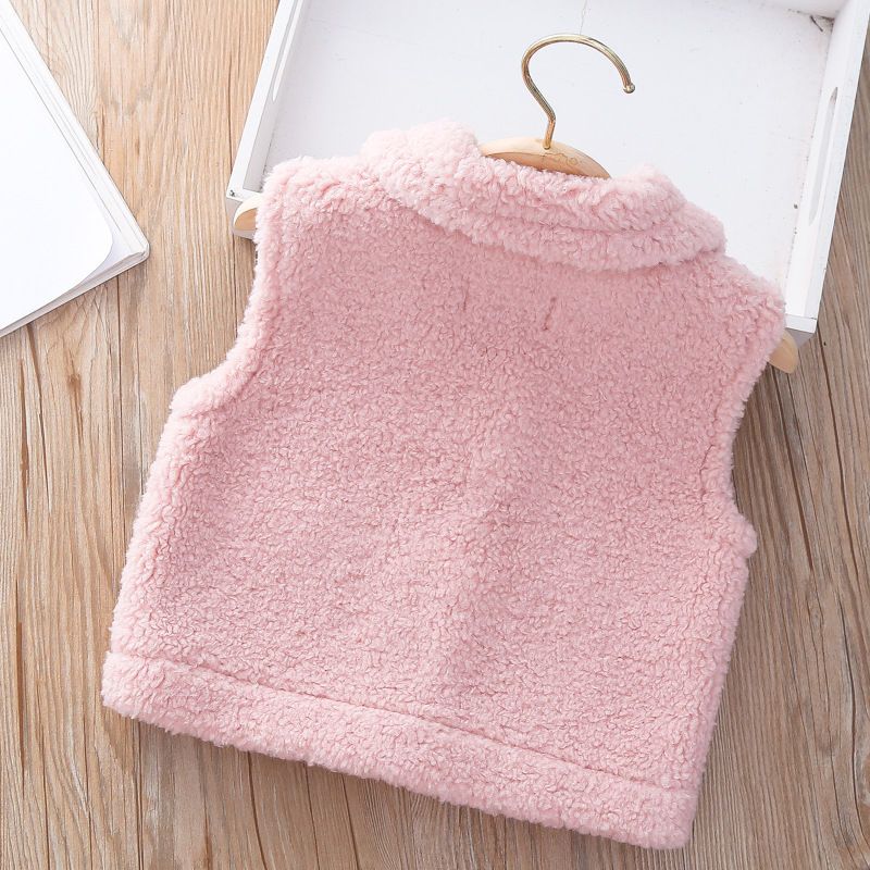 Girls autumn and winter vest vest 2023 new foreign style children's casual baby lamb fleece top thick vest