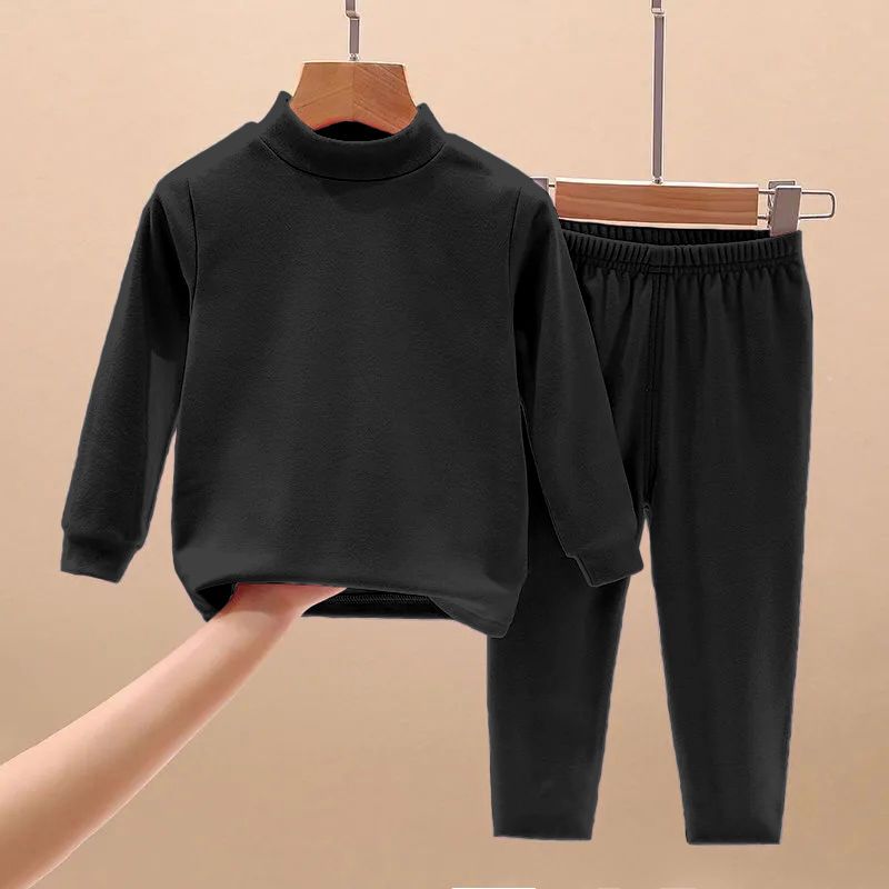 Derong children's thermal underwear autumn and winter suit boys and girls self-heating half-high collar pajamas autumn clothes long johns home service