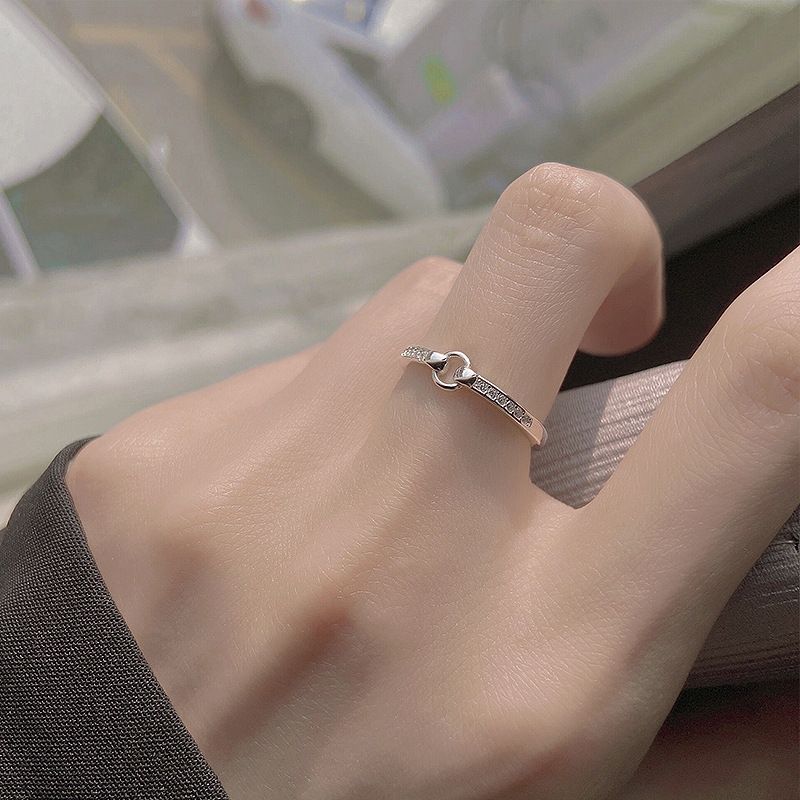 925纯银戒指女圆圈小众设计感ins简约冷淡风时尚个性指环开口戒子