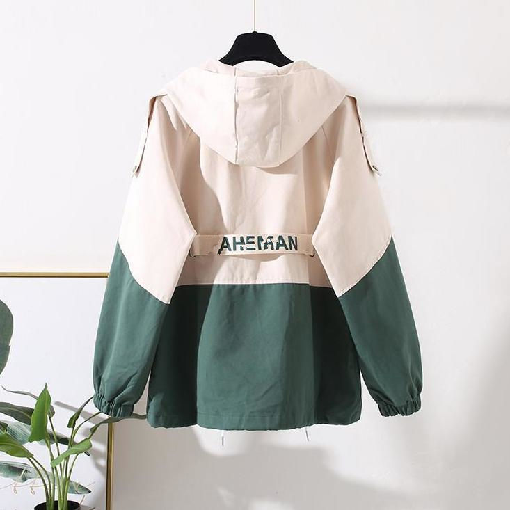 Jacket women's spring clothes 2022 new junior high school students Korean version of BF Harajuku style loose hooded tooling baseball uniform