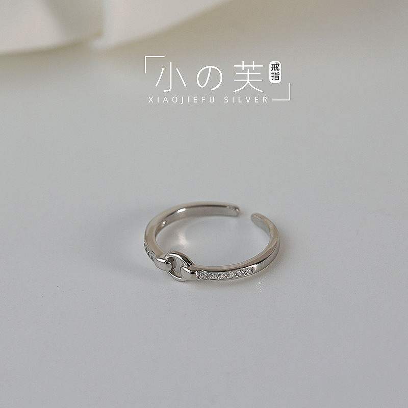 925纯银戒指女圆圈小众设计感ins简约冷淡风时尚个性指环开口戒子