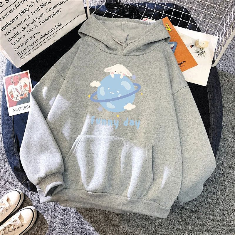 Korean style sweater girls trendy all-match tops for big kids cute cartoon print children's coats thin spring and summer clothes