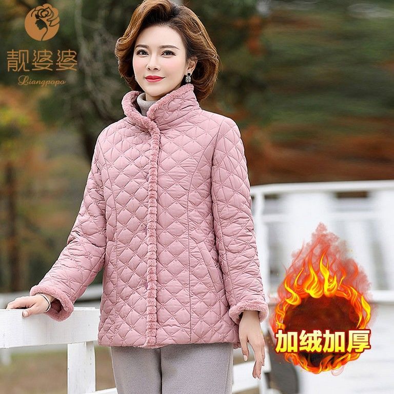 105813-21冬季新款立领中老年人妈妈装加厚加绒保暖衣中年妈妈棉袄-详情图