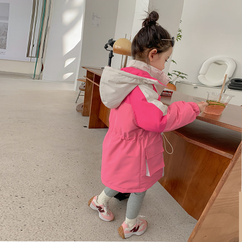 Girls' windbreaker three-in-one detachable 2022 new children's foreign style thickened quilted jacket female baby winter clothes