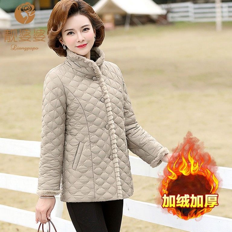 105813-21冬季新款立领中老年人妈妈装加厚加绒保暖衣中年妈妈棉袄-详情图