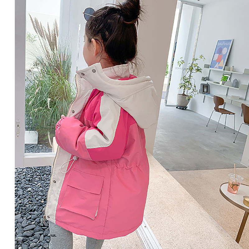Girls' windbreaker three-in-one detachable 2022 new children's foreign style thickened quilted jacket female baby winter clothes