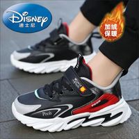 迪士尼男童鞋子2021秋冬新款皮面儿童运动鞋中大童加绒防水女童鞋