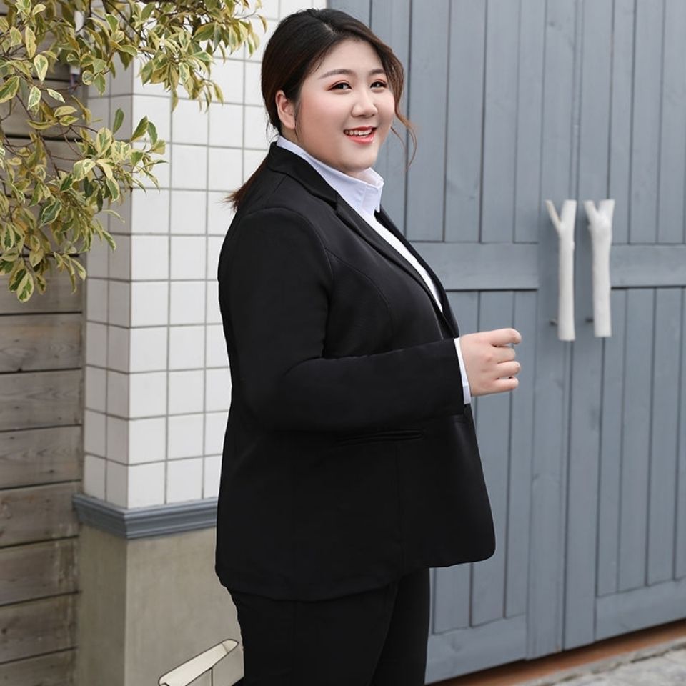 Extra large suit jacket female professional suit fat mm200 catties plus fat work clothes formal suit two or three pieces