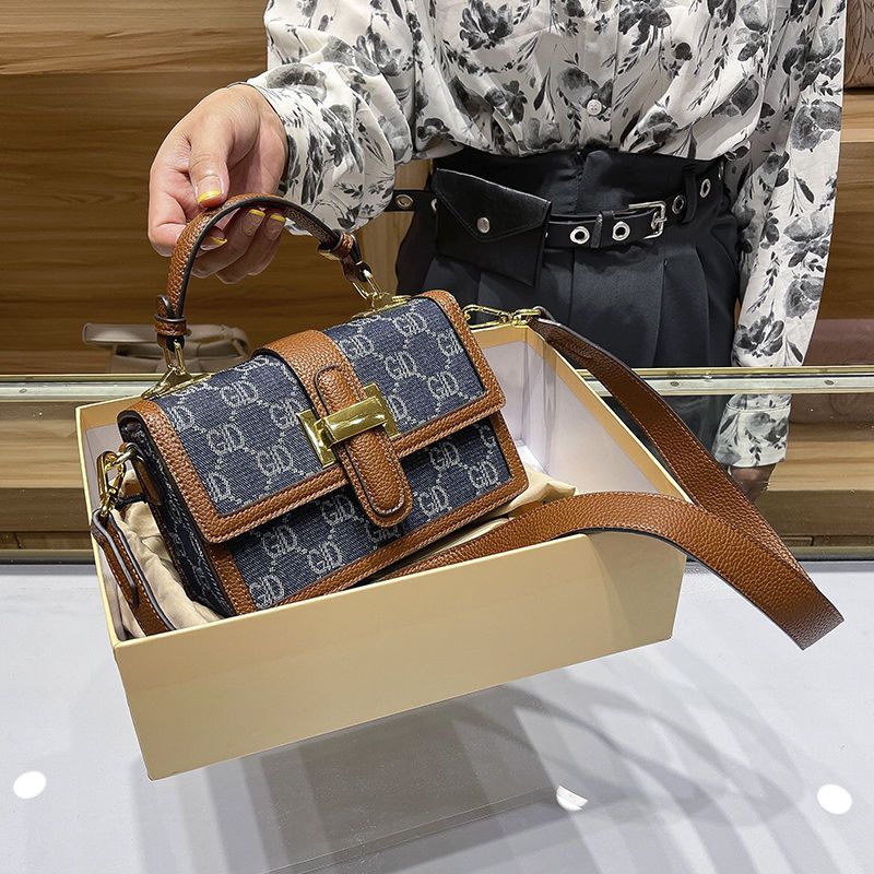 北包包小众包包女包2021新款潮秋冬斜挎包复古小方包百搭老花手提