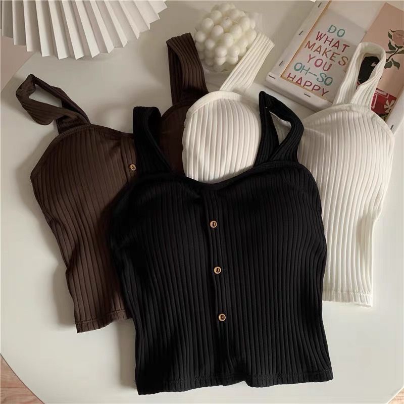 Beautiful back small sling chic vest women's autumn sweet and cool thin outer wear  new bottoming top with chest pad