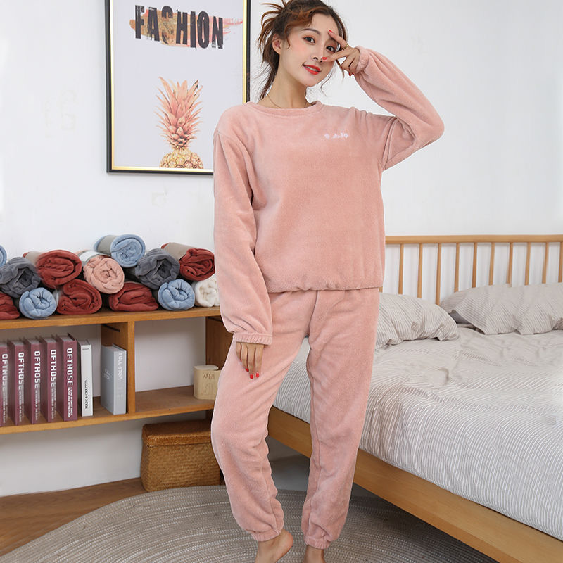 Fairy warm trouser suit men's and women's autumn clothing new pajamas winter thickened warm casual large size home service